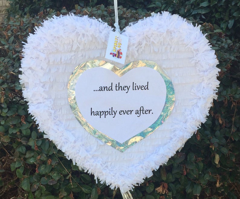 And They Lived Happily Ever After Heart Pinata Wedding Pinata image 1