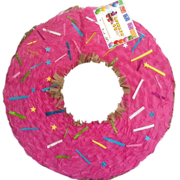 Verkauf! Versandfertig! Donut-Pinata, 40,5 cm, ideal für Donut-Grow-Up-Thema, zwei süße Teenager, Kinder, rosa, Erdbeer-Geschmacks-Look