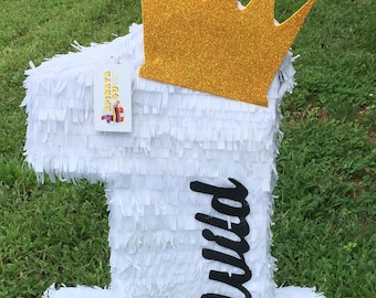 20'' Tall  Number One Piñata Wild Theme with Gold Crown