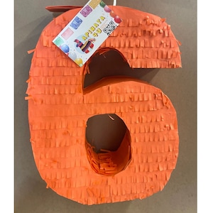 Orange Color Number Six Pinata, Handmade Solid Color Pinata for 6th Birthday & Anniversary, Diy Custom Theme Party Decor, 6th Birthday Gift