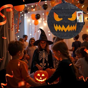 Black Color Halloween Pumpkin Pinata, Night Pumpkin Theme Pinata, Spooky Halloween Party Supply and Decoration, Perfect Halloween Party Gift