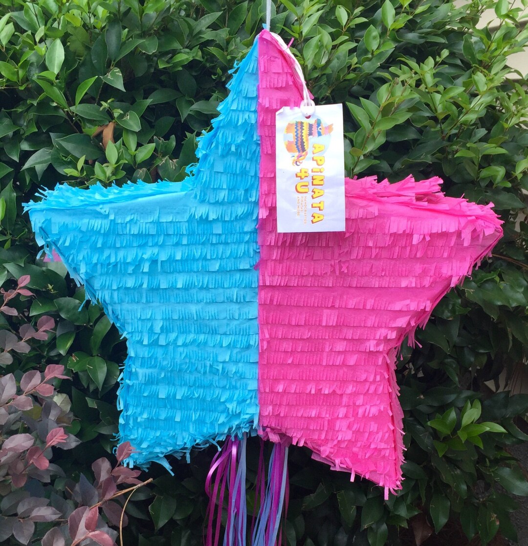 Gender Reveal Star Pinata Pull Strings or Whack Pinata Etsy