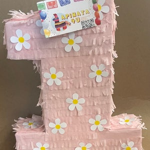 Daisy Number One Pinata for First Birthday Groovy Theme Party, Daisy Decoration, Fun Kids Party Supplies, Ready to Ship, Groovy Daisy Pinata