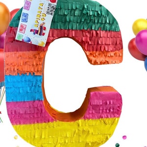 Sale! Ready to Ship! Letter Piñatas 20&quot; Tall Multicolored Fiesta Theme Party Cinco de Mayo Letter C More Letters Available