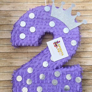 20&#39;&#39; Tall  Number Two Pinata Lavender & Silver