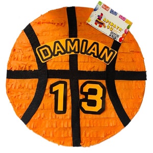 Sale! 19” Large Personalized Basketball Pinata Orange Color Slam Dunk March Madness Sports Birthday Party Decoration Teens Party