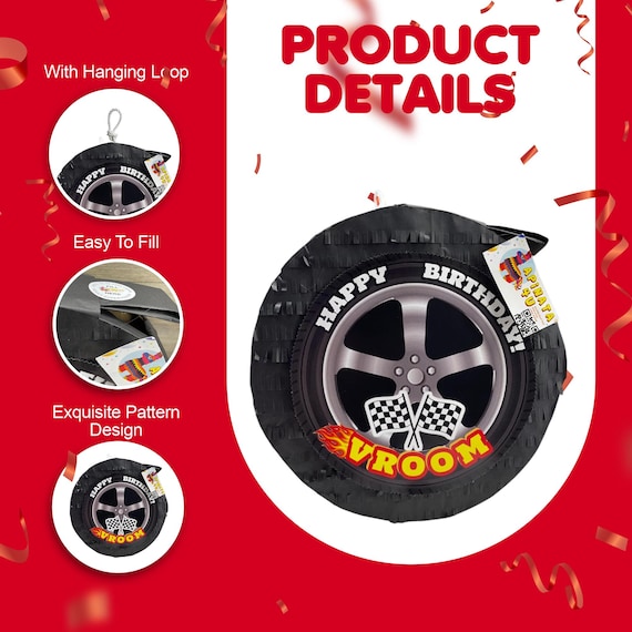60PCS Race Car Birthday Party Decorations Wheel Tire Hanging Swirls Ornaments Racing Car Ceiling Hanging Decor Supplies Tire Tubes Hanging Decor For Race Car Theme Party Birthday Party Favors