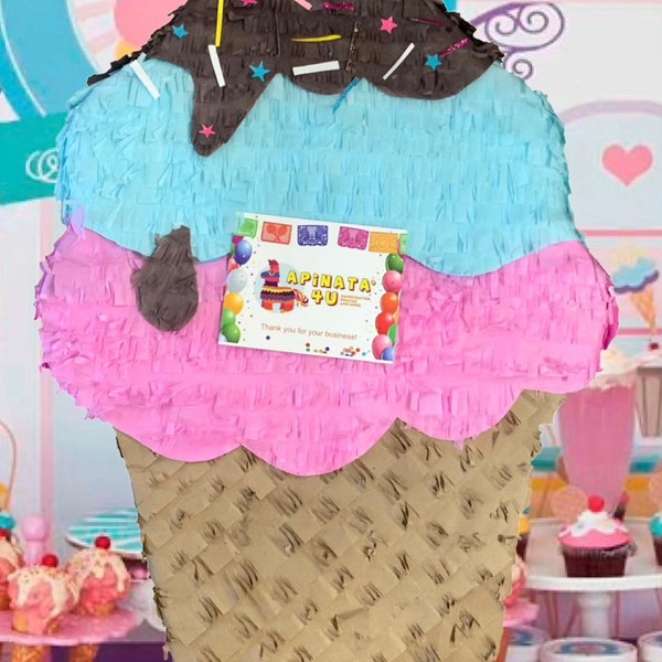 New! 20” Tall Ice Cream Piñata Ice Cream Themed Birthday Ice Cream Decorations Ice Cream Photo Prop