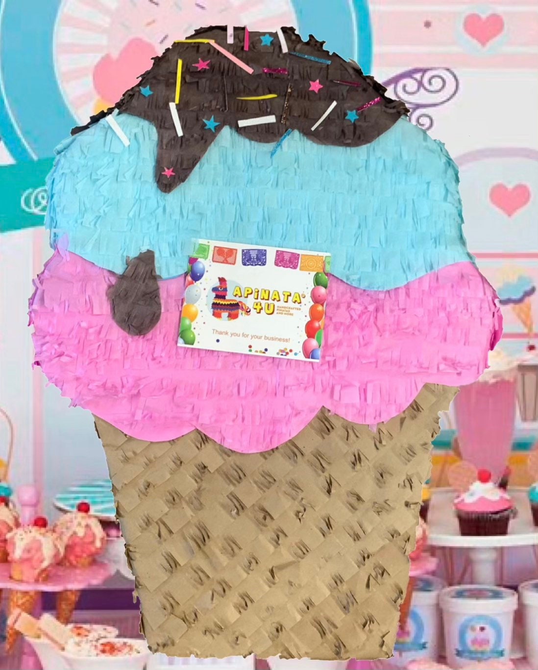 New 20 Tall Ice Cream Piata Ice Cream Themed Birthday Ice Cream Decorations Ice Cream Photo Prop