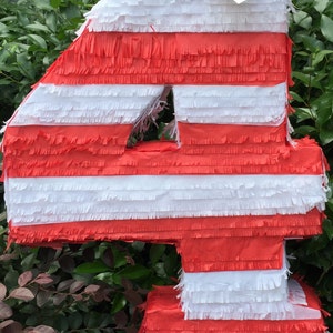 Sale! Fast Shipping Large Red & White Number Four Pinata 20&quot; Tall Cat Theme Birthday Party Decoration