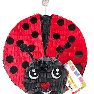 Sale! Ready to Ship! Ladybug Pinata 16" Red & Black Ladybug Themed Birthday Party Decoration Valentine’s Day Love Bug Pinata