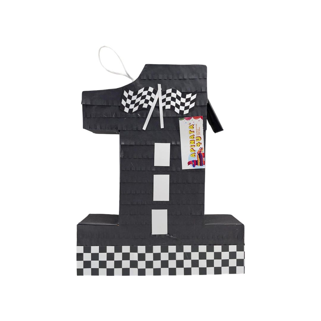 Number One Racing Pinata, Black Checkered Flag Pinata for First ...