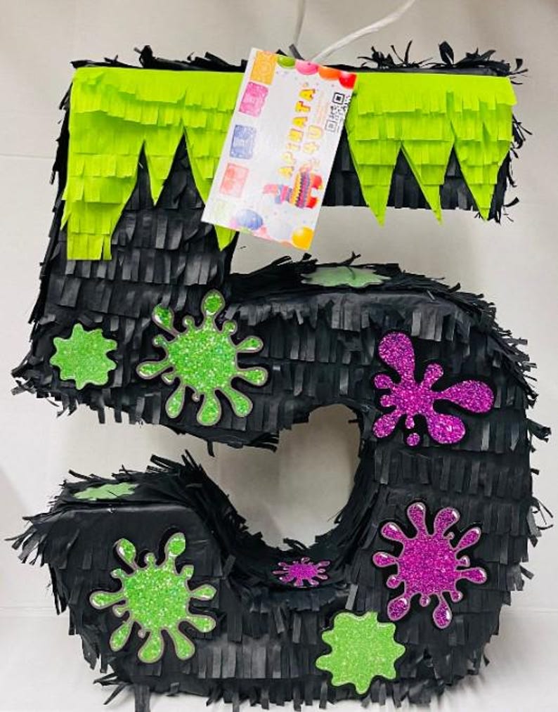 Number 5 Pinata, 20'' Slime Theme Birthday Party Decoration - Etsy