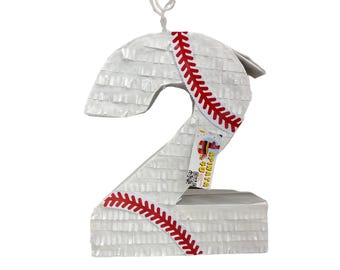 Number Two Pinata, Baseball Themed Pinata for Second Birthday, Sports Party Celebration, Kids Fun Party Favor, Perfect Gift for Game Lovers