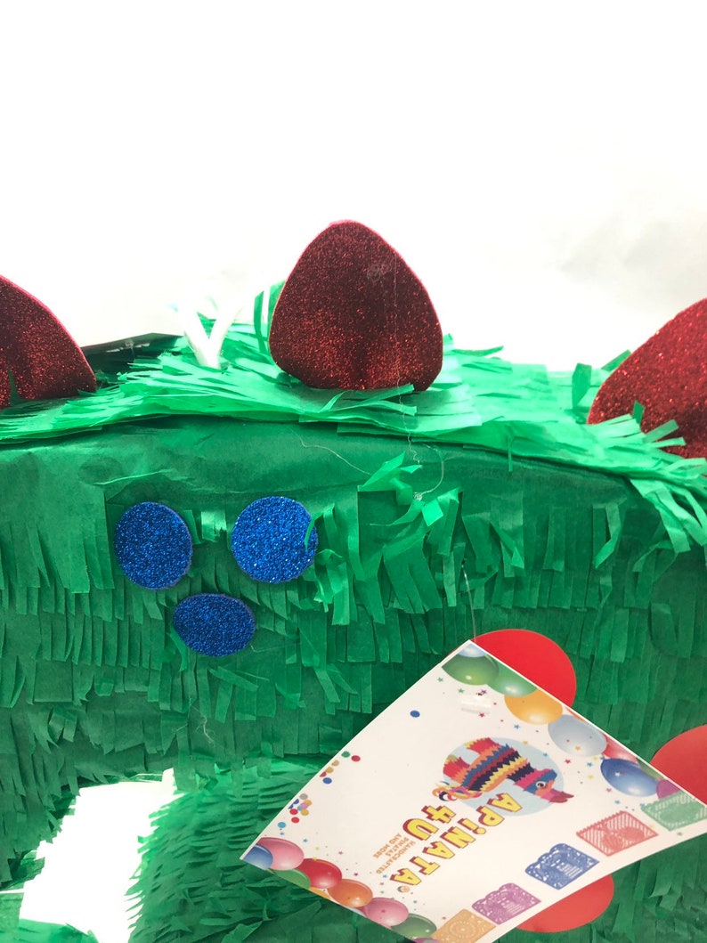 Large Number Three Pinata Green and Red Dinosaur Theme Etsy
