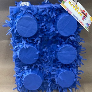 New Building Block Box Pinata, Party Game for Birthdays, Prize Box Pinata with 6 Compartments for Kids, Video Game Party Blocks Decoration