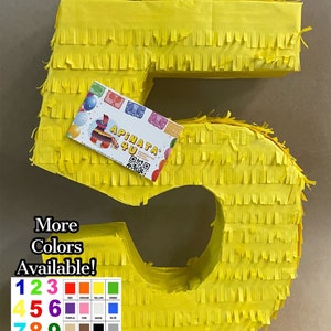 Sale! 20” Solid Color Blank Number Five Pinata Yellow Color 5th Great To DIY Your Own Theme Third 3rd 4th 5th 6th 7th