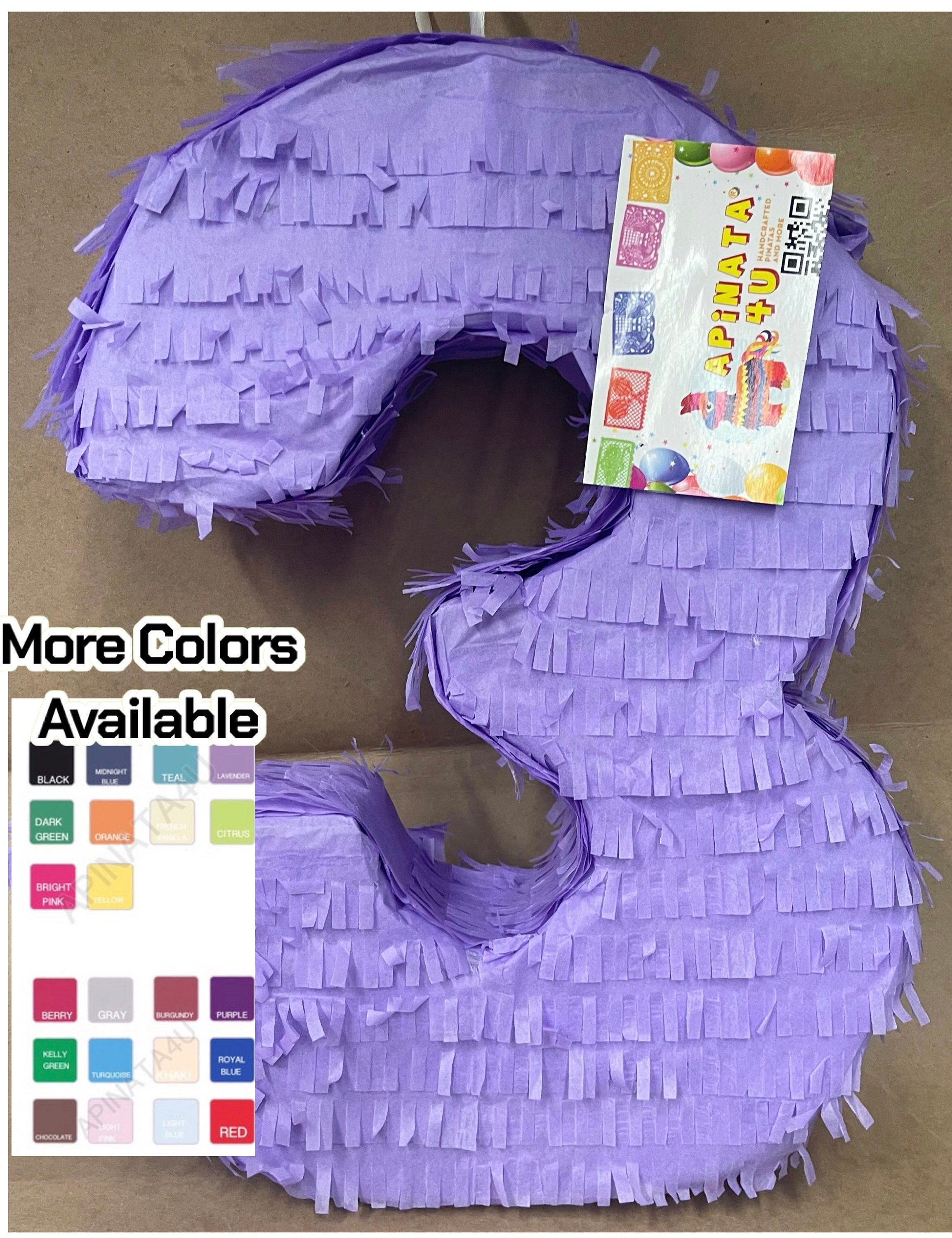 Solid Lavender Number Three Pinata, Ideal for Diy Themes, 3rd Birthday Celebration Decor, Kids Party Decoration, More Numbers Also Available