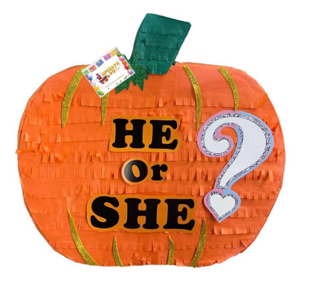 Pumpkin Pinata Fall Themed Gender Reveal He or She? - Etsy