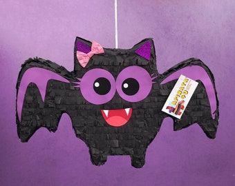 New! Halloween Girly Bat Pinata Black Color & Purple Accents Halloween Birthda