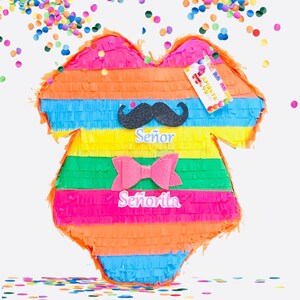 Sale! Fiesta Themed Gender Reveal Onesie Pinata Gender Reveal Party Señor Señorita He Or She Boy Or Girl Pull Strings Style