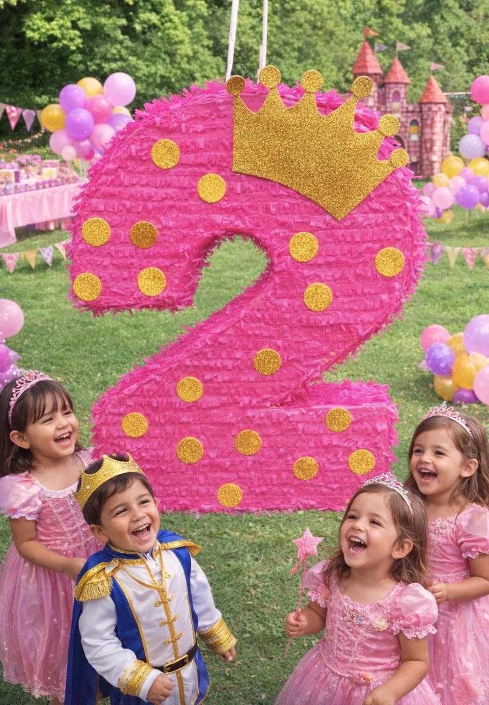 20'' Tall Number Two Pinata With Gold Crown Second Birthday - Etsy