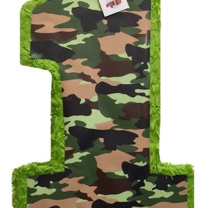 Woodland Camouflage Number One Pinata  20&quot; Tall Camo Theme Party