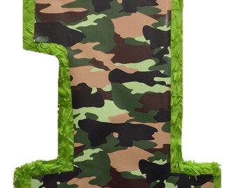 Woodland Camouflage Number One Pinata  20" Tall Camo Theme Party