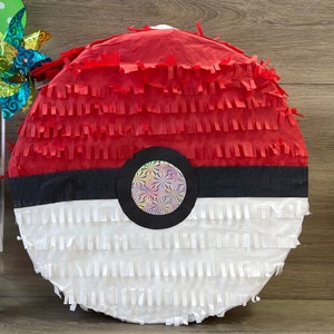 Whack Pinata Red and White Ball Pinata, Perfect for Poke Ball Themed Parties, Ready to Ship