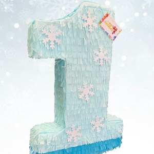 Sale! Ready To Ship! Handcrafted Custom Made 20'' Tall  Winter Number One Piñata with Snowflakes Winter Themed Birthday Winter
