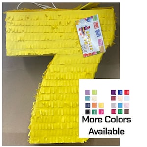 Number Seven Pinata, Yellow Color More Colors Great for Diy Your Own Theme Seventh 7th Birthday Party Decoration, Birthday Party Supplies