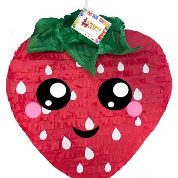 17 Inch Strawberry Pinata, Sparkle and Bash Strawberry Theme, Fruit Summer Theme Birthday Party Decorations, Fun Celebrations, Ready to Ship