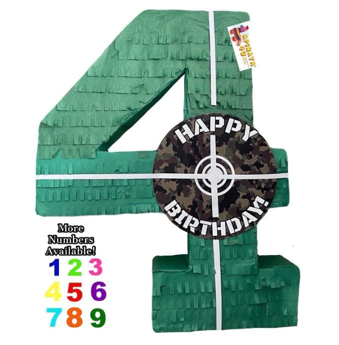 Camouflage Number 4 Pinata, Crosshair Gone Hunting, Green Military ...