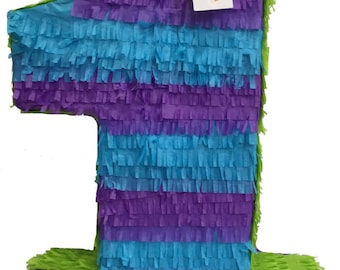 20'' Tall Number One Pinata Monster Theme Multicolor First Birthday