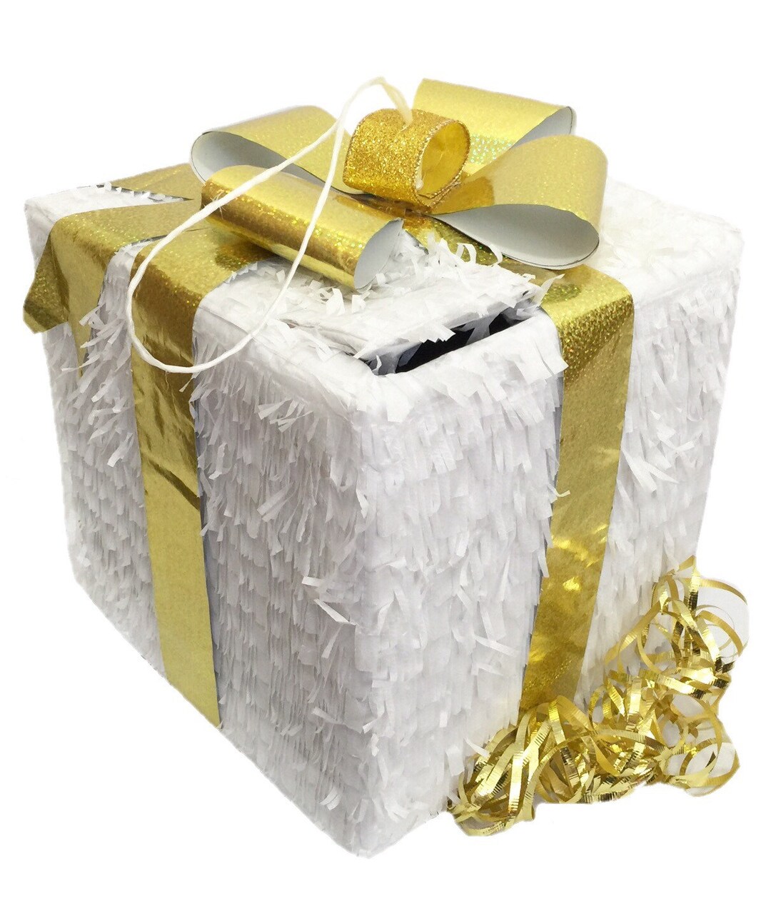 Venta Listo para enviar Caja de regalo blanca Piñata Lazo dorado -   México