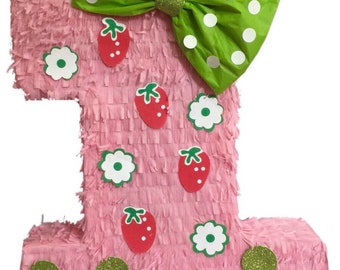 20'' Tall Number One Strawberry Theme Pinata Choose your Own Number