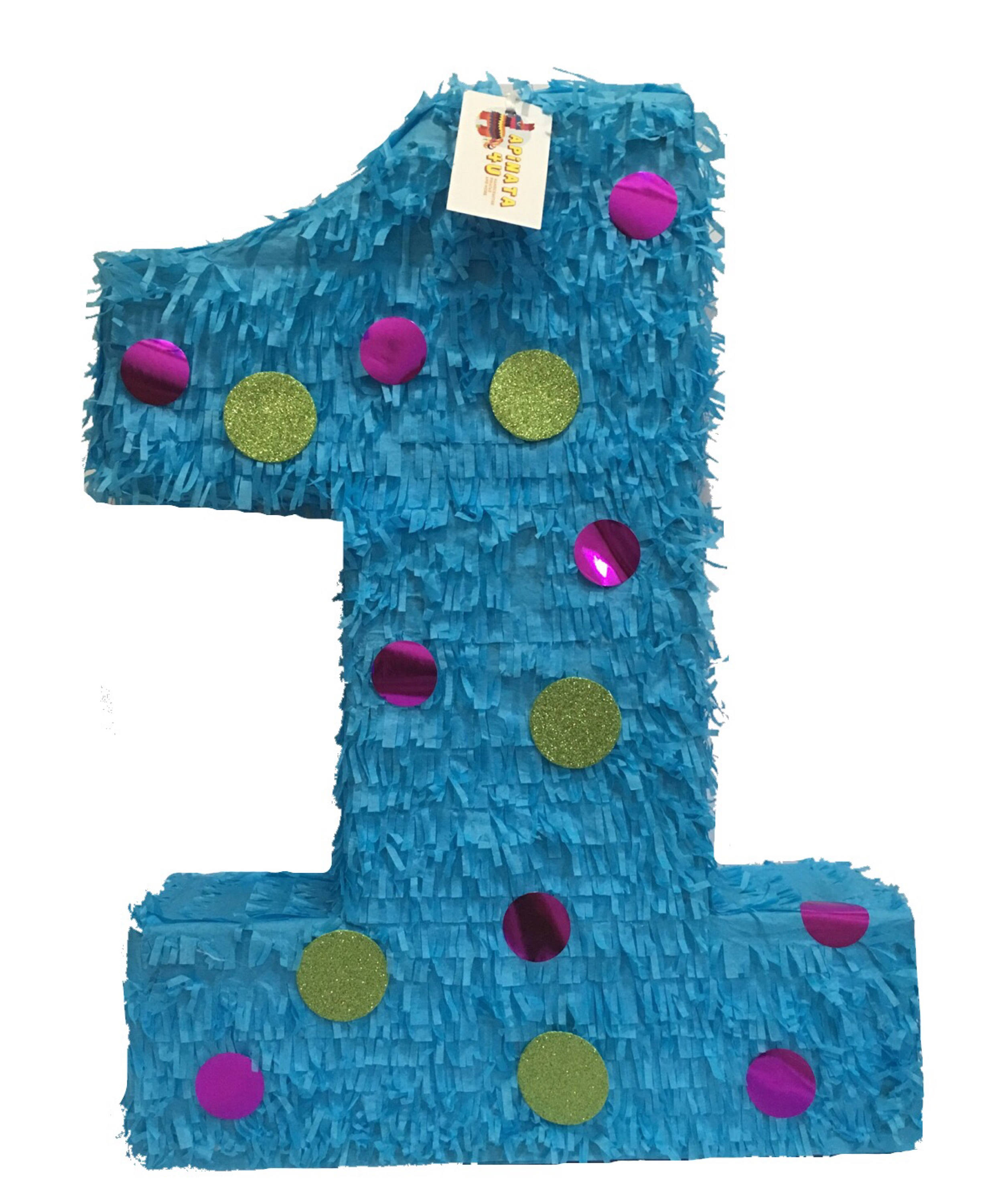 20'' Tall Number One Piñata Blue Color With Polka Dots -  Canada