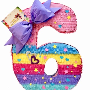 Sale! Custom Made Handmade Number Six Pinata Sixth Birthday Girls Block Theme Birthday Party Supplies Decorations Multiple Colors Bow Accent