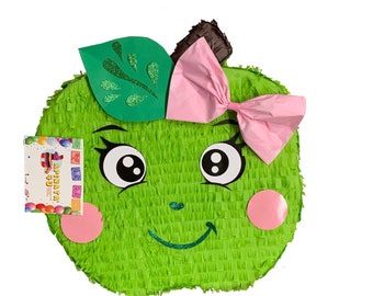 Green Apple Pinata, Handmade Fruit Themed Pinata for Party Supply, Fun Farm Pinata for Apple Lovers, Birthday Party Celebration and Decor