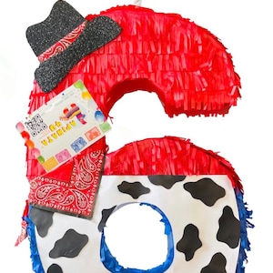 New! 20&#39;&#39; Tall  Cowboy Number Six Piñata Cowboy Themed Birthday Party Piñata