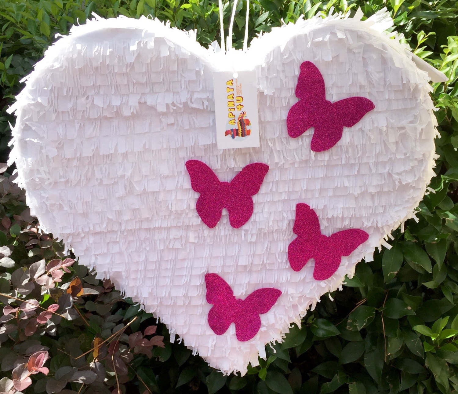 Piñata corazón blanco con mariposas disponibles como cuerdas Etsy España