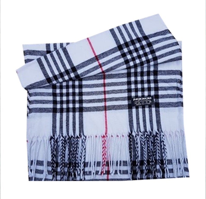 Men Super Soft Check Style Pashmina Luxury Feel Scarf For Day To Evening Occasions White image 1