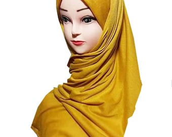 Jersey Haute Qualité Belle Maxi Jersey Hijab Scarf Shawl Abaya (Moutarde)