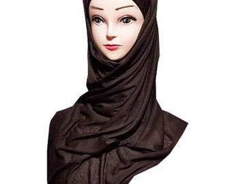 Jersey High Quality Beautiful Maxi Jersey Hijab Scarf Shawl Abaya (Chocolate Brown)
