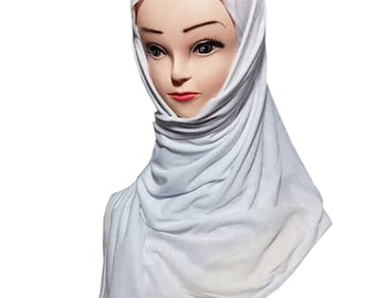Jersey High Quality Beautiful Maxi Jersey Hijab Scarf Shawl Abaya (White)