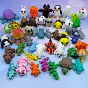 Impresso em 3D | Articulado | Mini | Animal | Fidget | Sensorial | Animais Bebês