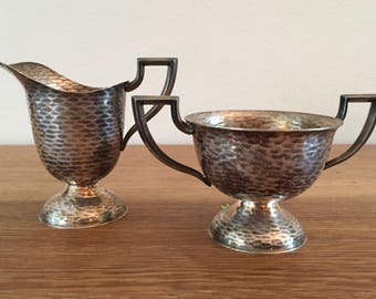 Hammered Silver Plate Cream and sugar set