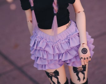 Pastel Lace Frilly Shorts - bjd 1/4 1/3 SD13 msd boy girl Pastel Goth bottoms pants Bloomers layered Balljointed Minifee mnf iplehouse jid