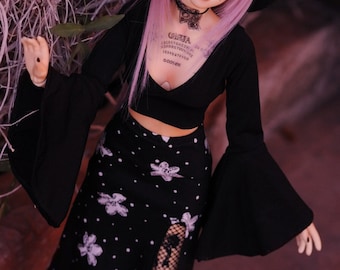 Spells & Bells Crop Top - bjd abjd Ball jointed doll Balljointed Minifee mnf iplehouse jid dollfie toy miniature gothic goth sd boho msd 1/4
