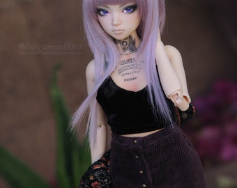 A-Line Skirt with Buttons / High waisted Black Or Plum Corduroy Bjd 1/4 1/3 SD13 bjd gothic mnf minifee Iplehouse jid Slim msd grunge goth